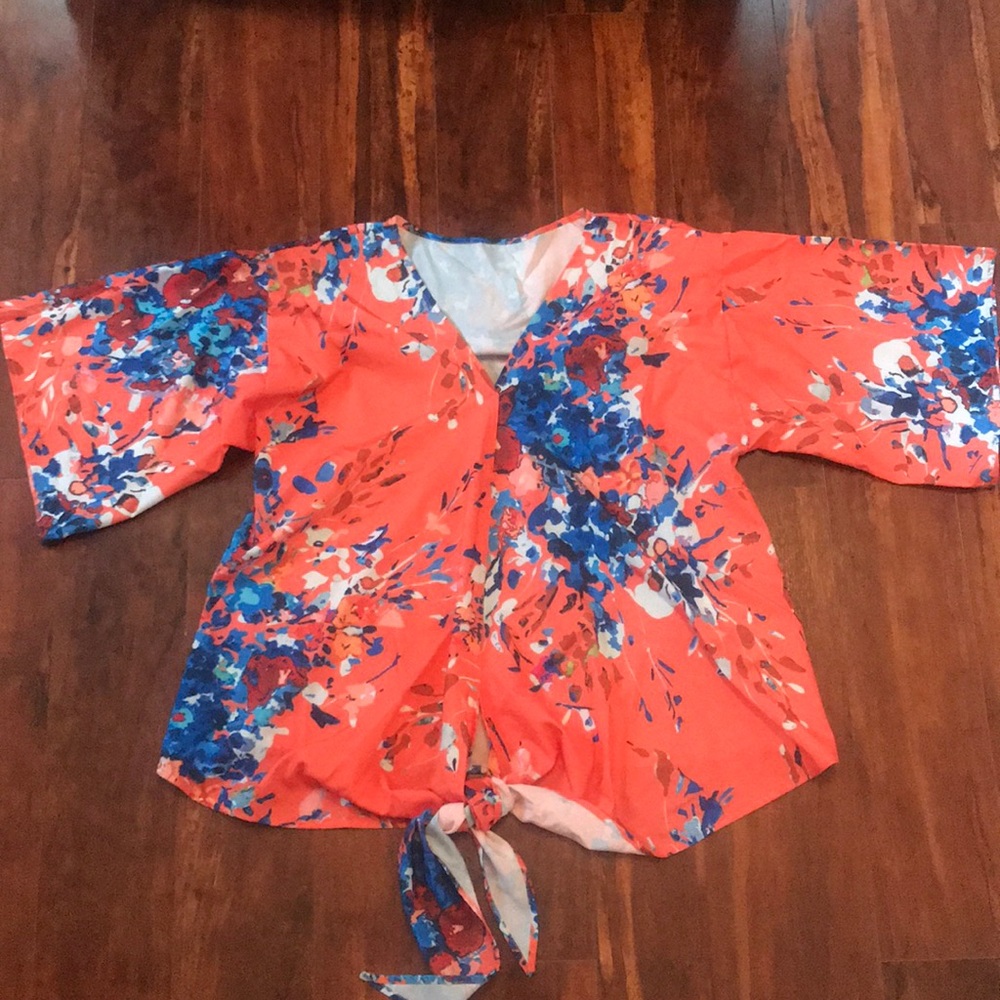 Tie front floral blouse